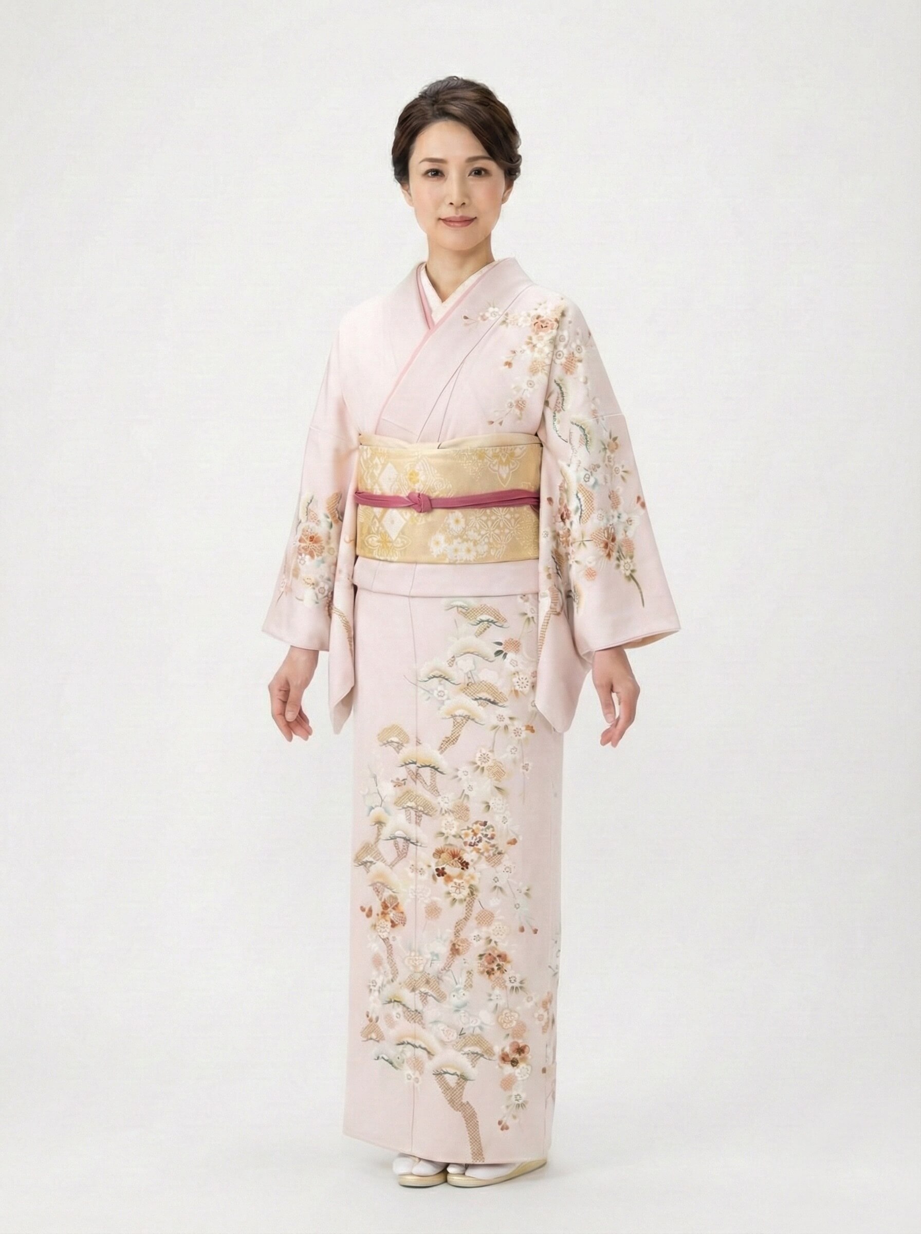 訪問着 黒地と白地に唐花