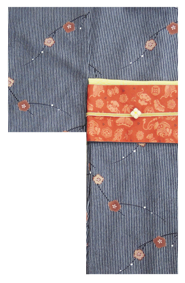 小紋と京袋帯のコーディネート 梅柄 | 京都 着物 レンタル｜和凛