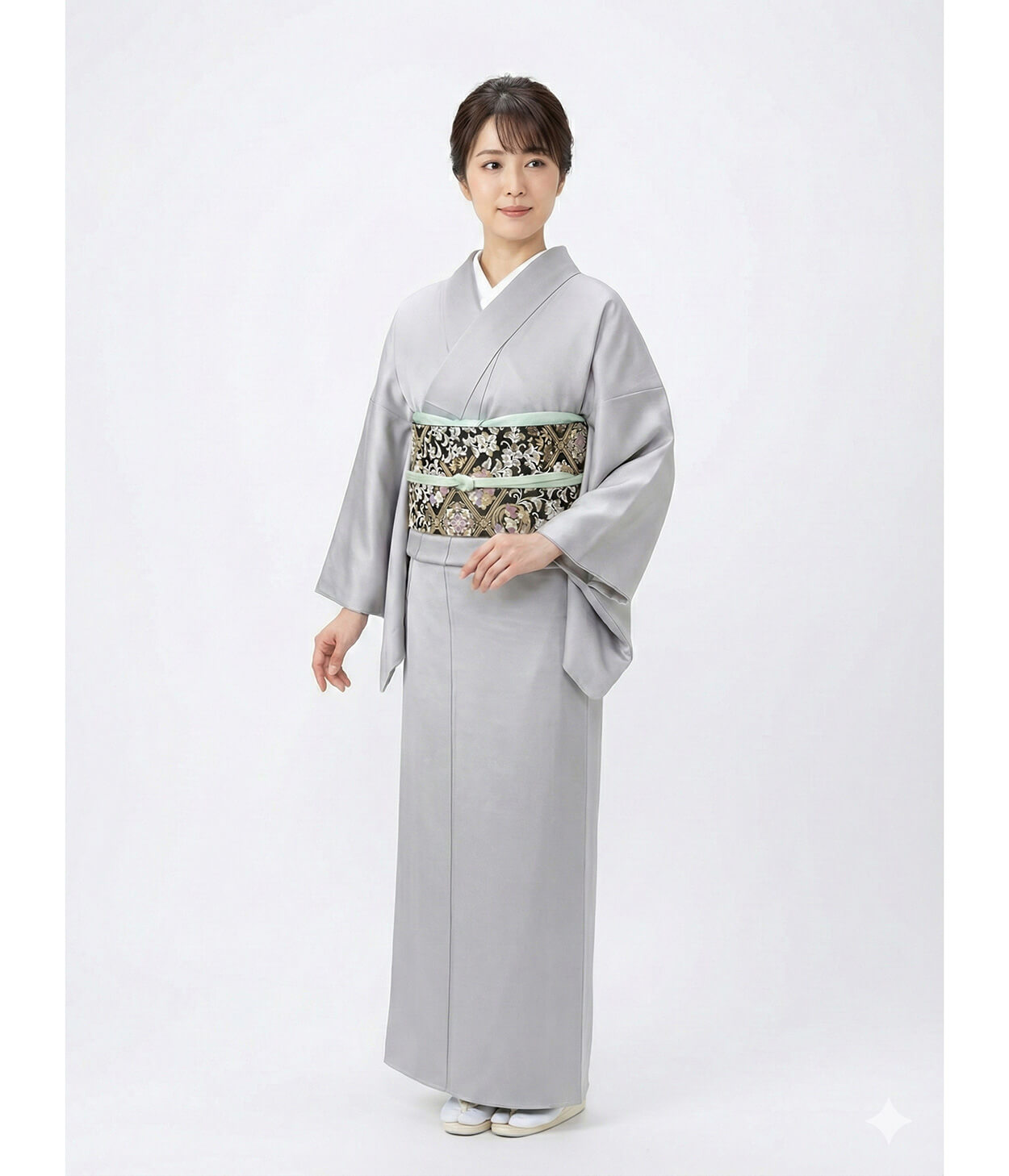 色無地・薄い紺色 一つ紋入り