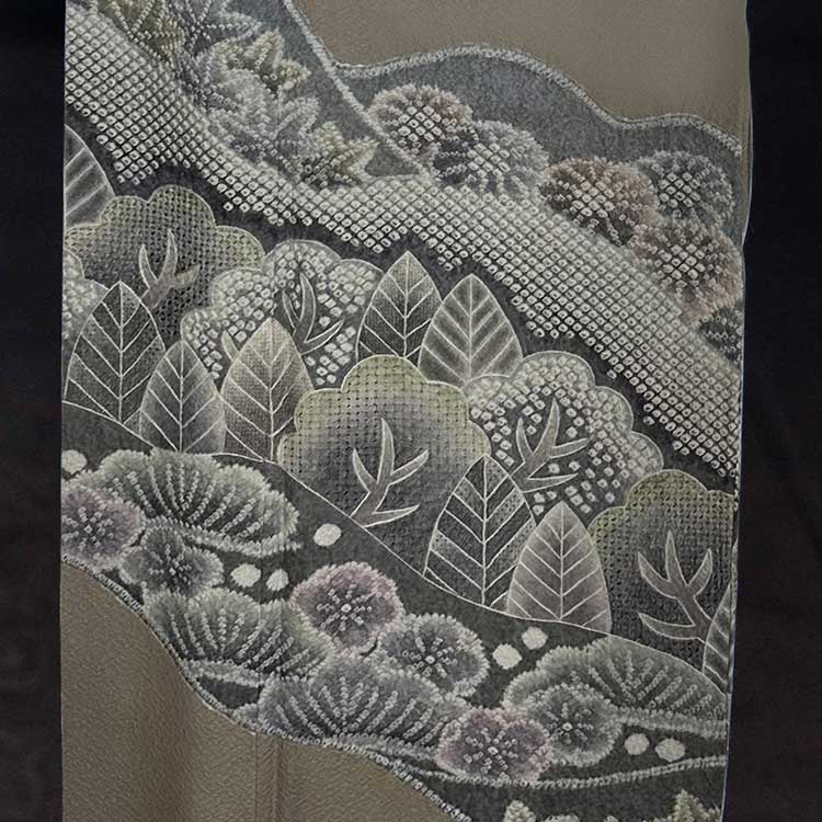 「スワトウ刺繍 風景花文」きぬたや訪問着