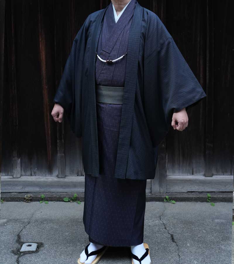 正絹お召し・グレー・M